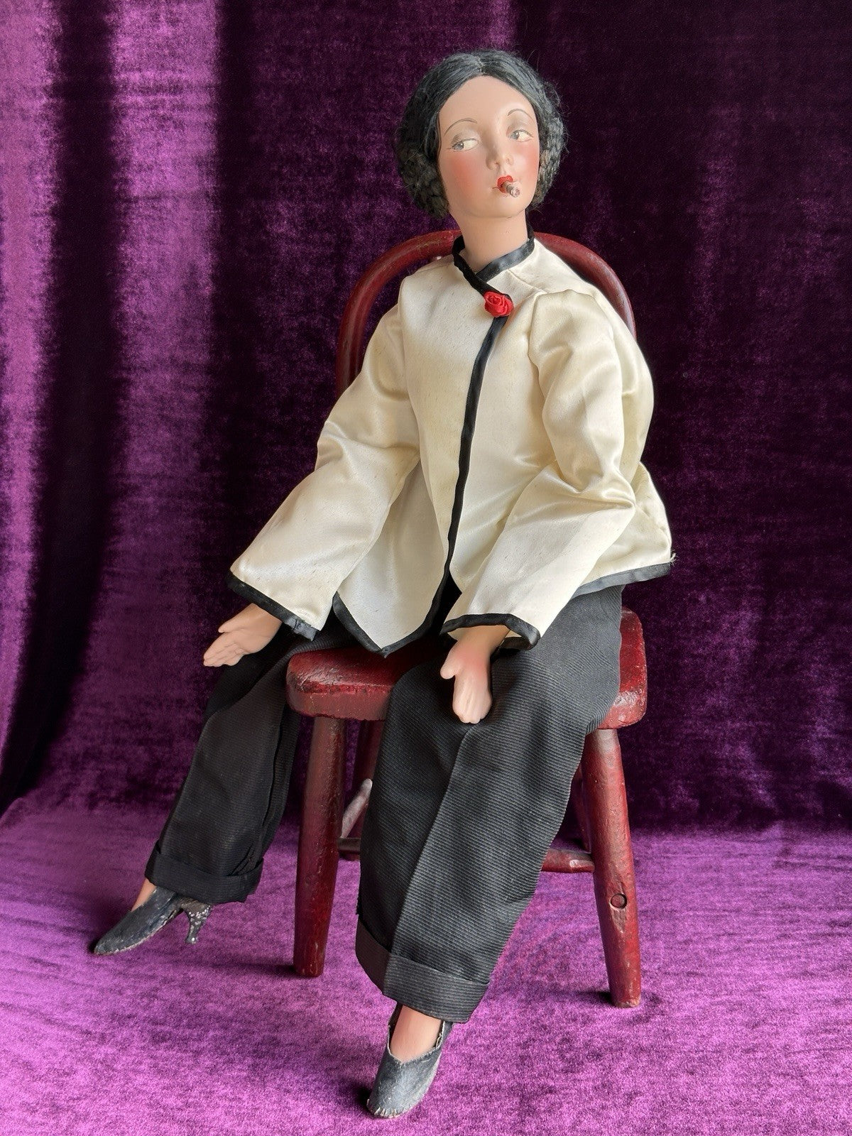 Antique American Cubeb Smoker Mutual Novelty Boudoir Composition Flapper Doll