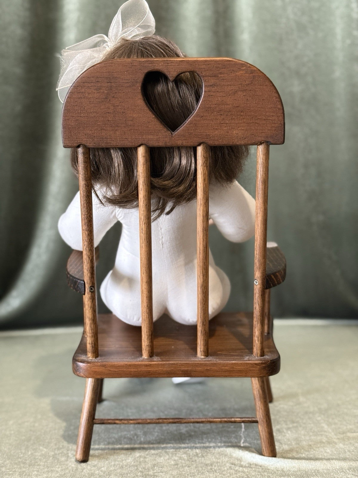 Porcelain Cindy Marschner Kimmie Porcelain Doll with Wooden Chair
