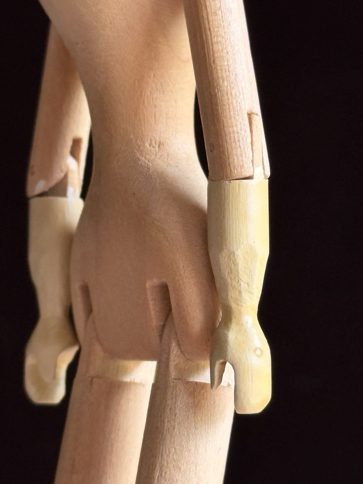 Vintage 6.5” Carved Wood Jointed Doll with Tuck Comb by Artist Sherman Smith