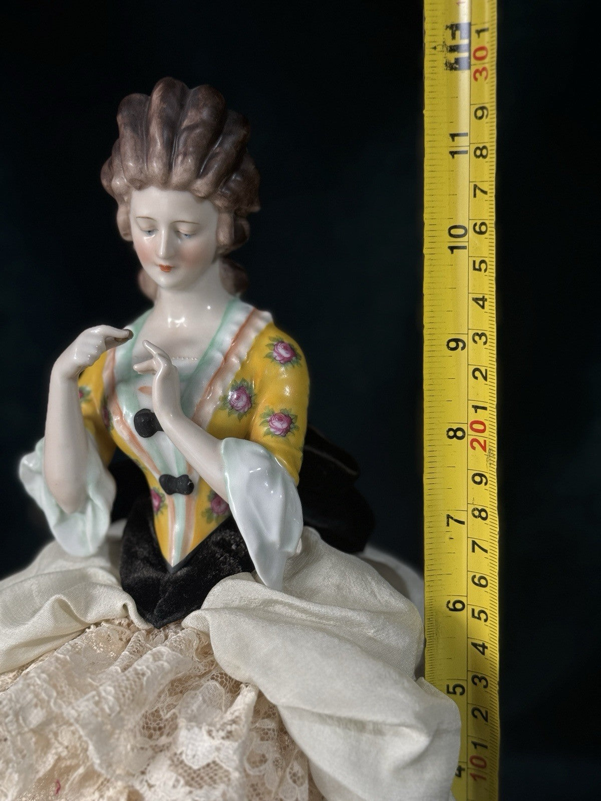 Large Antique German Porcelain William Goebel 12” Half Doll Pin Cushion