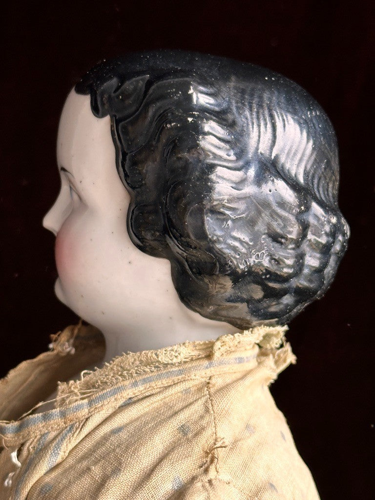 Antique German 19” Flat Top Highbrow China Shoulder Head Doll