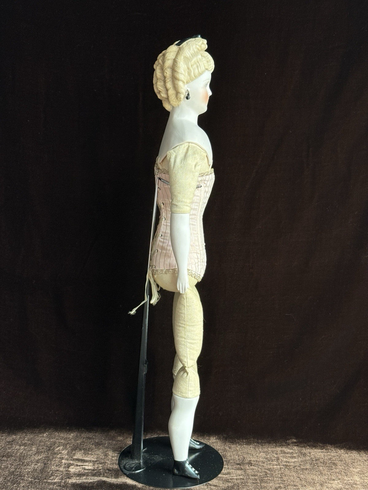 Vintage Porcelain 21.5” Signed Emma Clear Parian China Doll Pierced Ears