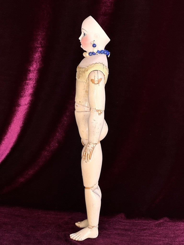 Antique French 14" Leon Casimir Bru Fashion Bisque Doll Wooden Articulated Body