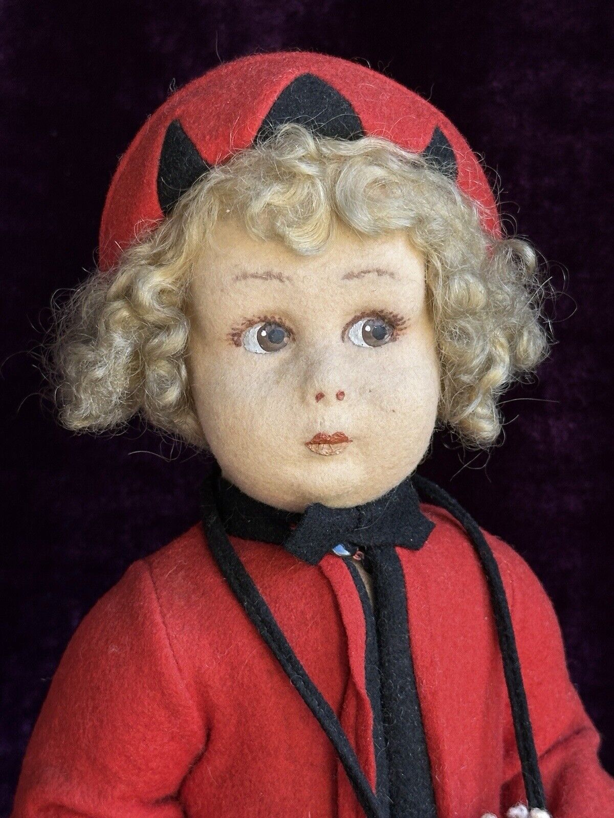 Vintage Italian All Original 12” Lenci 111 Series Felt Cloth Doll