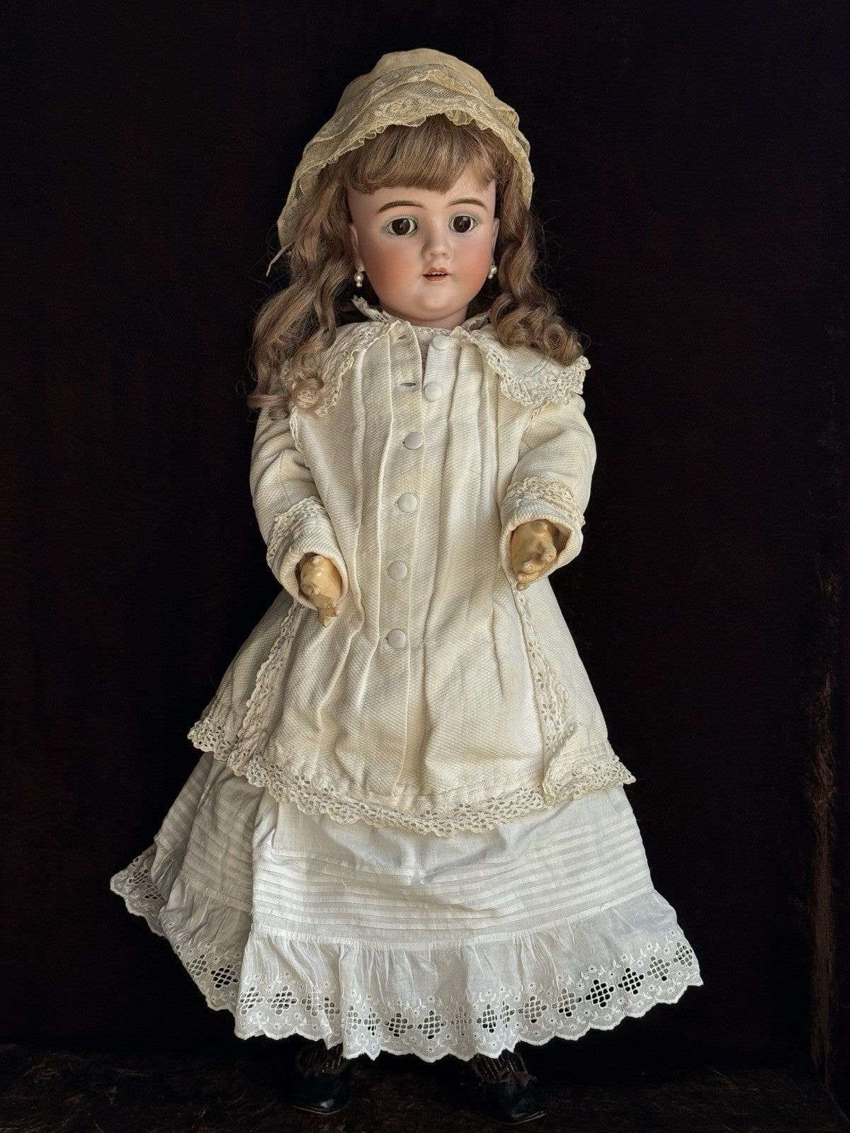 Large Antique German 30” Walkure Doll Bisque Head Composition Body