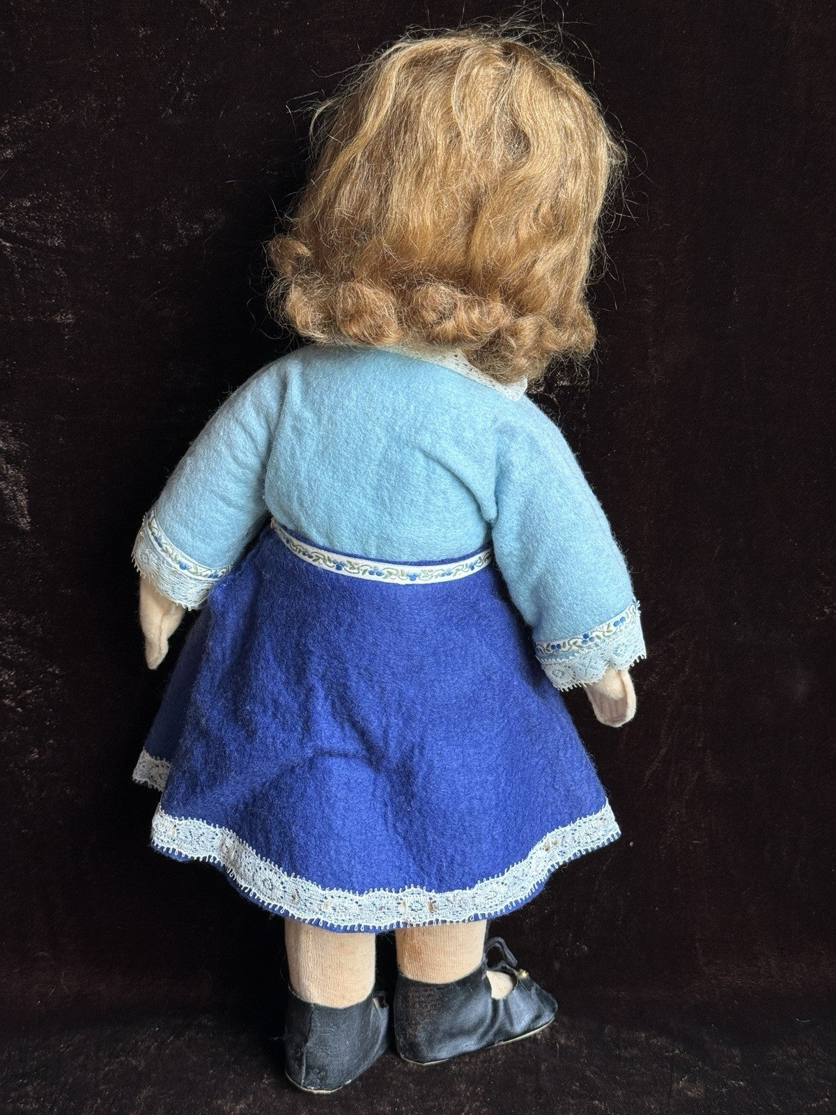 Vintage French 17” Raynal (?) Cloth Felt Character Doll