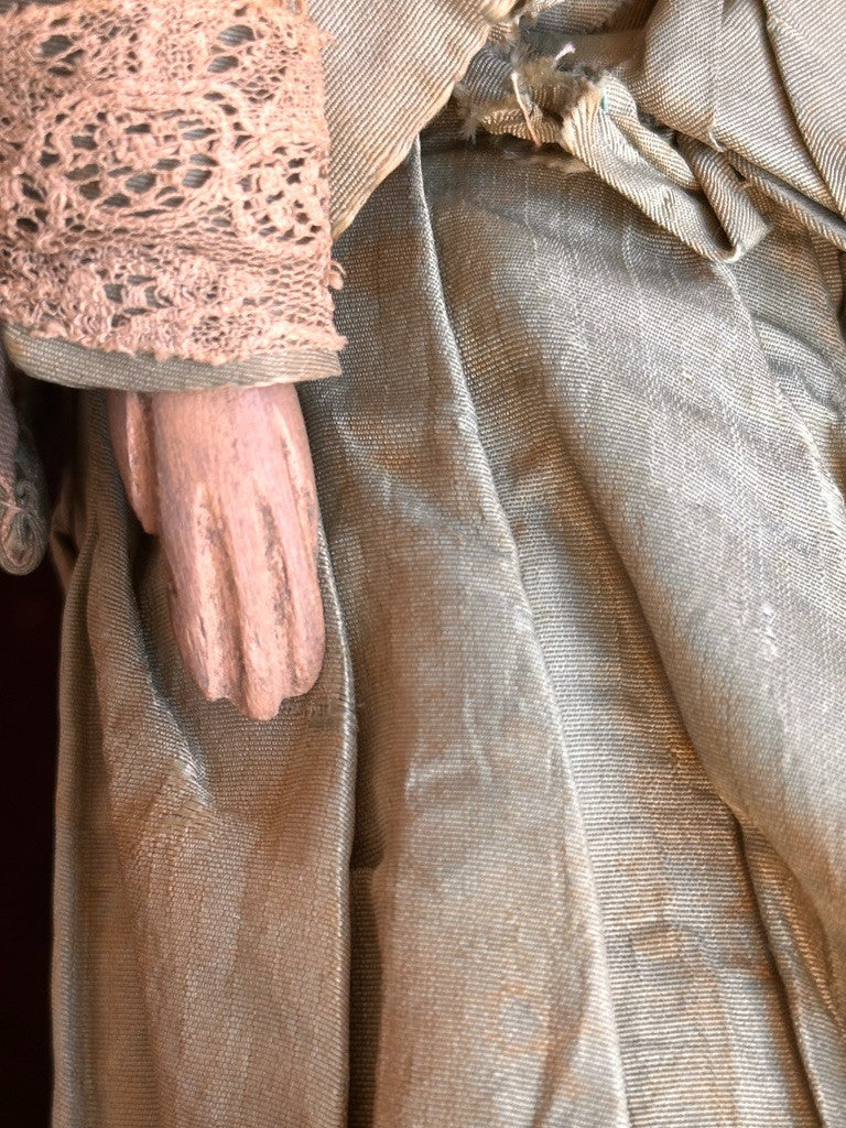 Antique German 18.75” Wax Over Papier Mache Milliner’s Model Molded Bonnet Doll