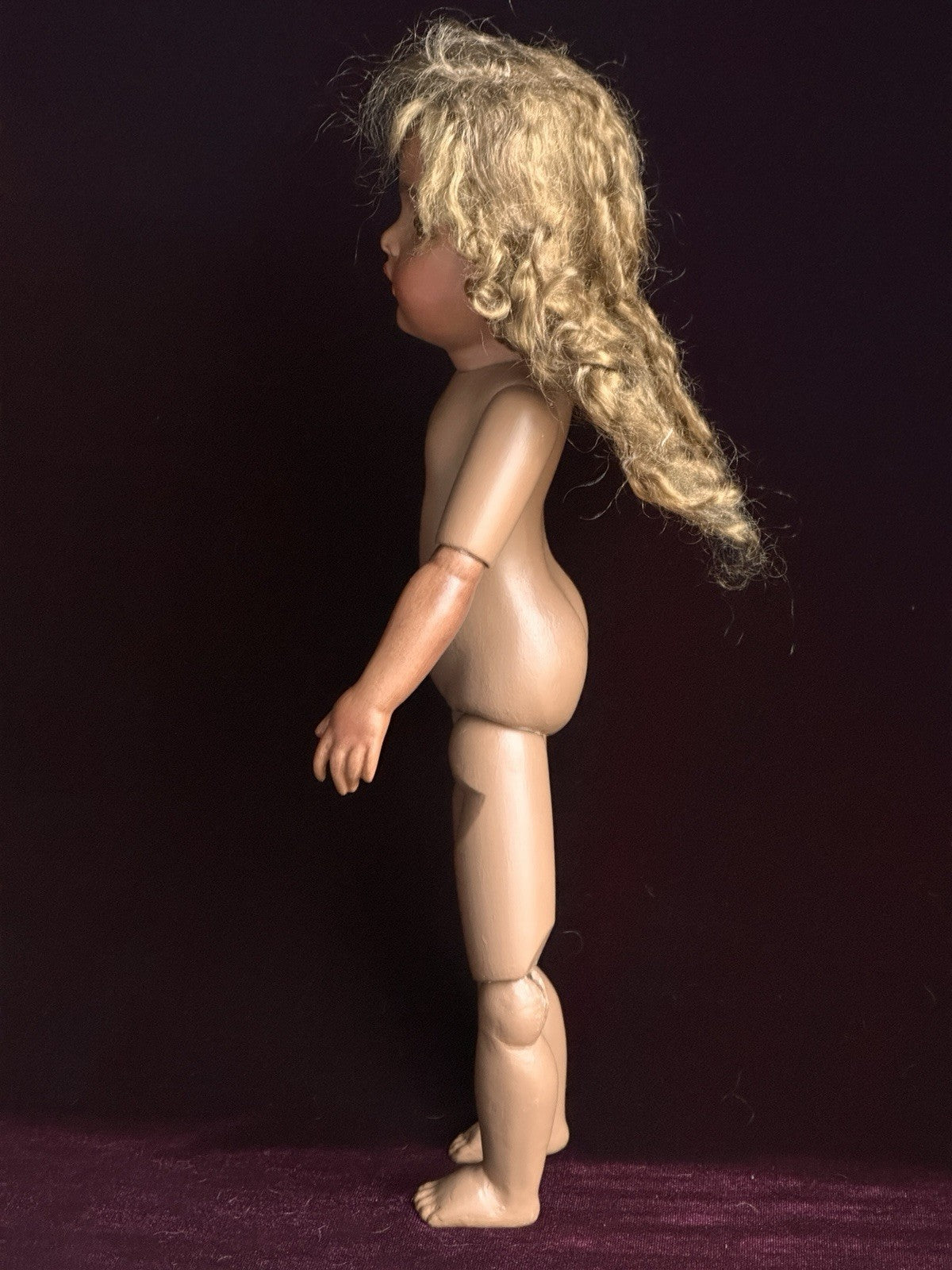 Vintage 11.5” Porcelain Reproduction of French Bru Jne Dark Complexion Doll