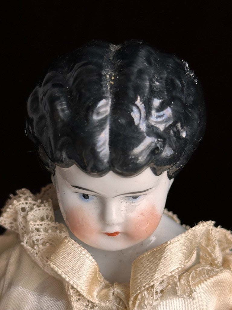 Antique German 12" Lowbrow China Shoulder Head Bride Doll