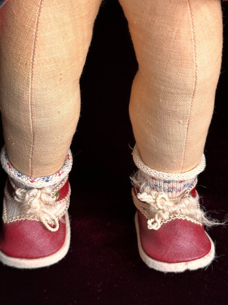 Vintage German Hildegard Krahmer Puppen 13" Carved Wooden Cloth LE Doll