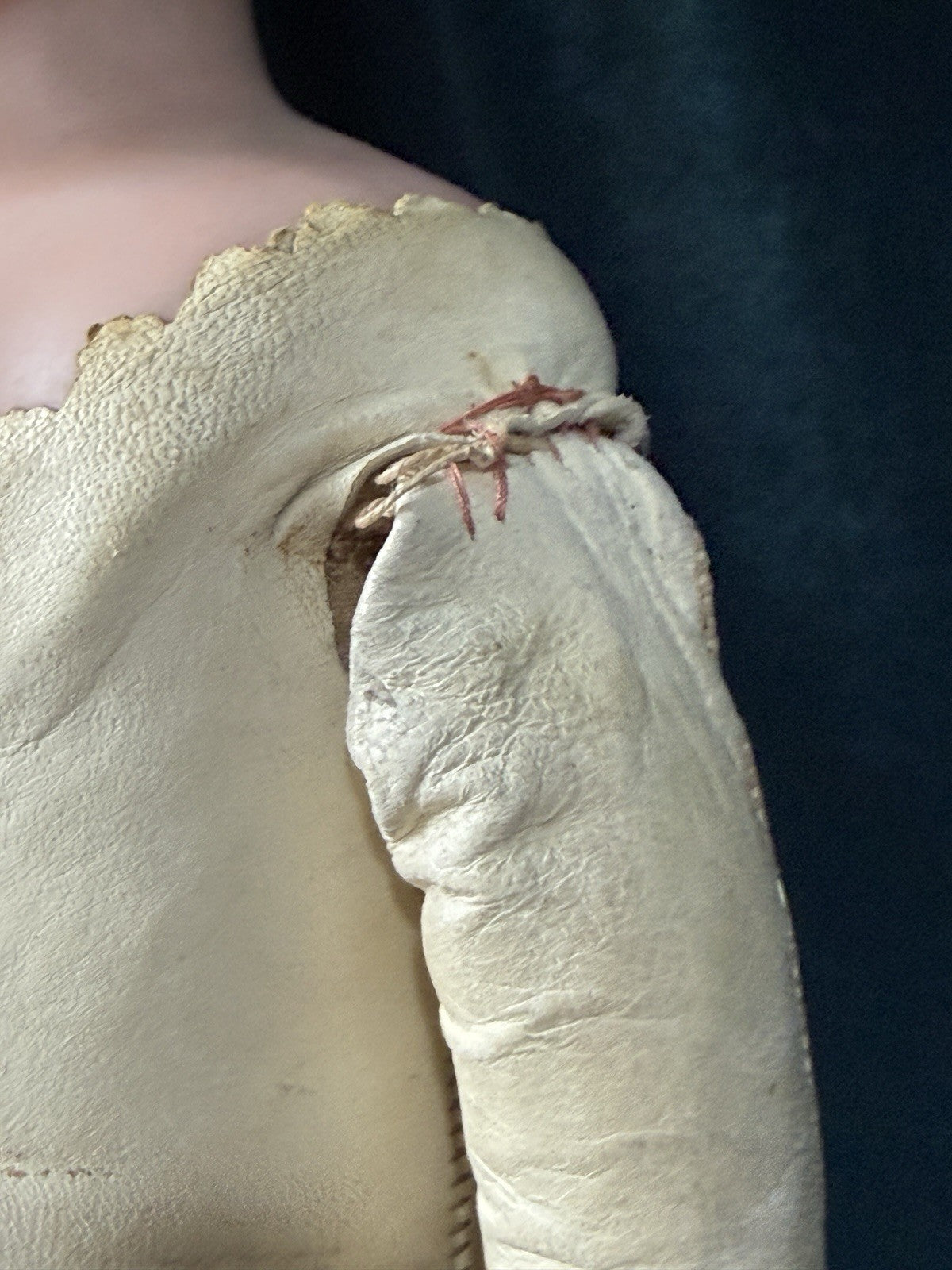 Unidentified Mold 21 7 Dep Antique German 20” Doll Bisque Head Leather Kid Body