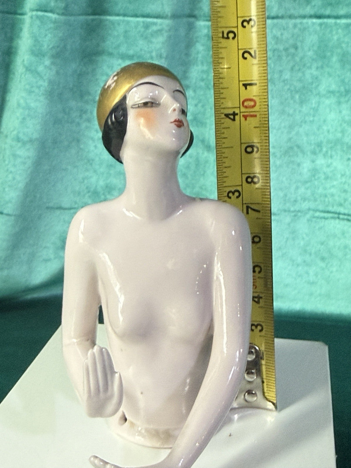 Gold Hair Antique German Art Deco Flapper Pin Cushion Half 4 3/4” Doll Arms Away