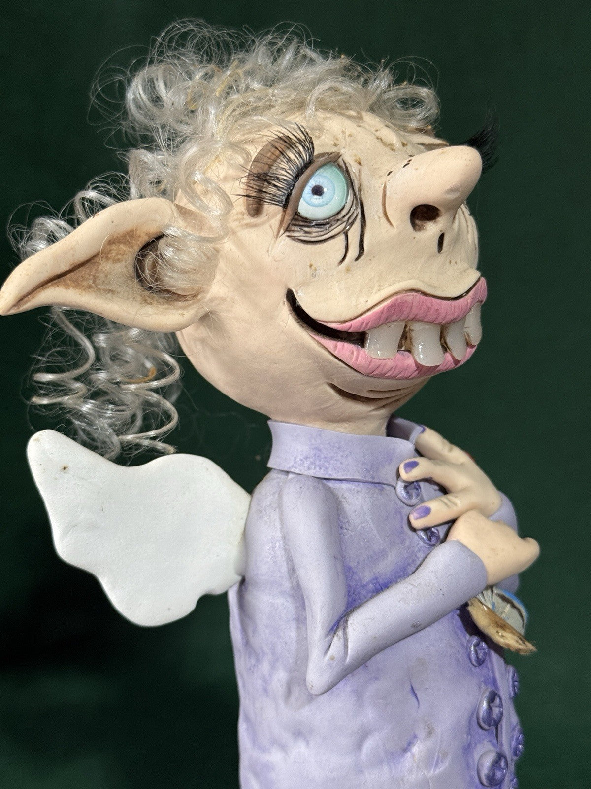 OOAK Artist 10” Mixed Media Clay Doll “Molly Goblin” by RosannasArtClay