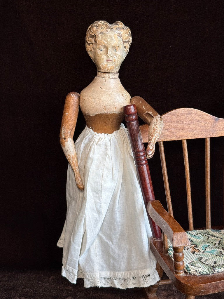 Antique American Mason & Taylor 11.5” Wood Metal Doll