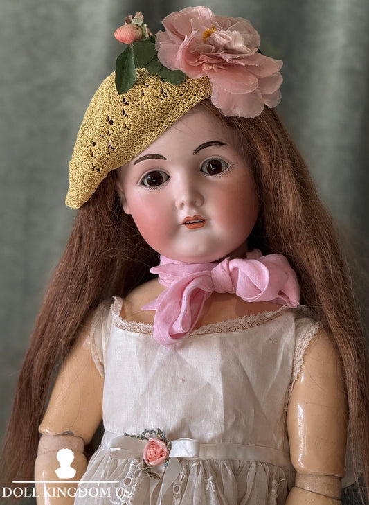 Large 32” Antique German Queen Louise Doll Bisque Head Composition Body