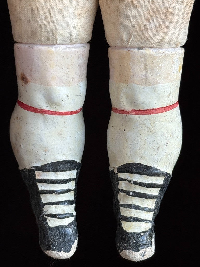 Antique German 16” Wax over Papier Mache Shoulder Head Cloth Body Fashion Doll
