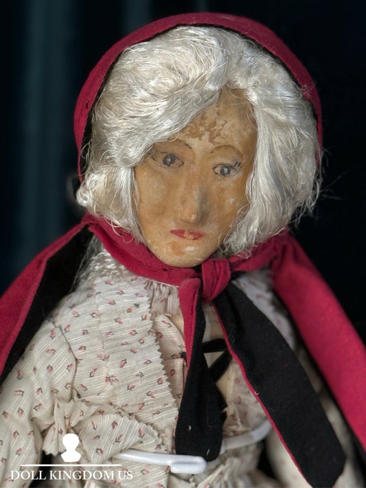 Unidentified Antique (?) Old Lady 26” Cloth/Leather Doll