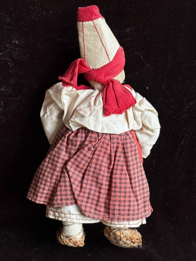Lot of 4 Antique USSR 7” Cloth Stockinette Russian Dolls