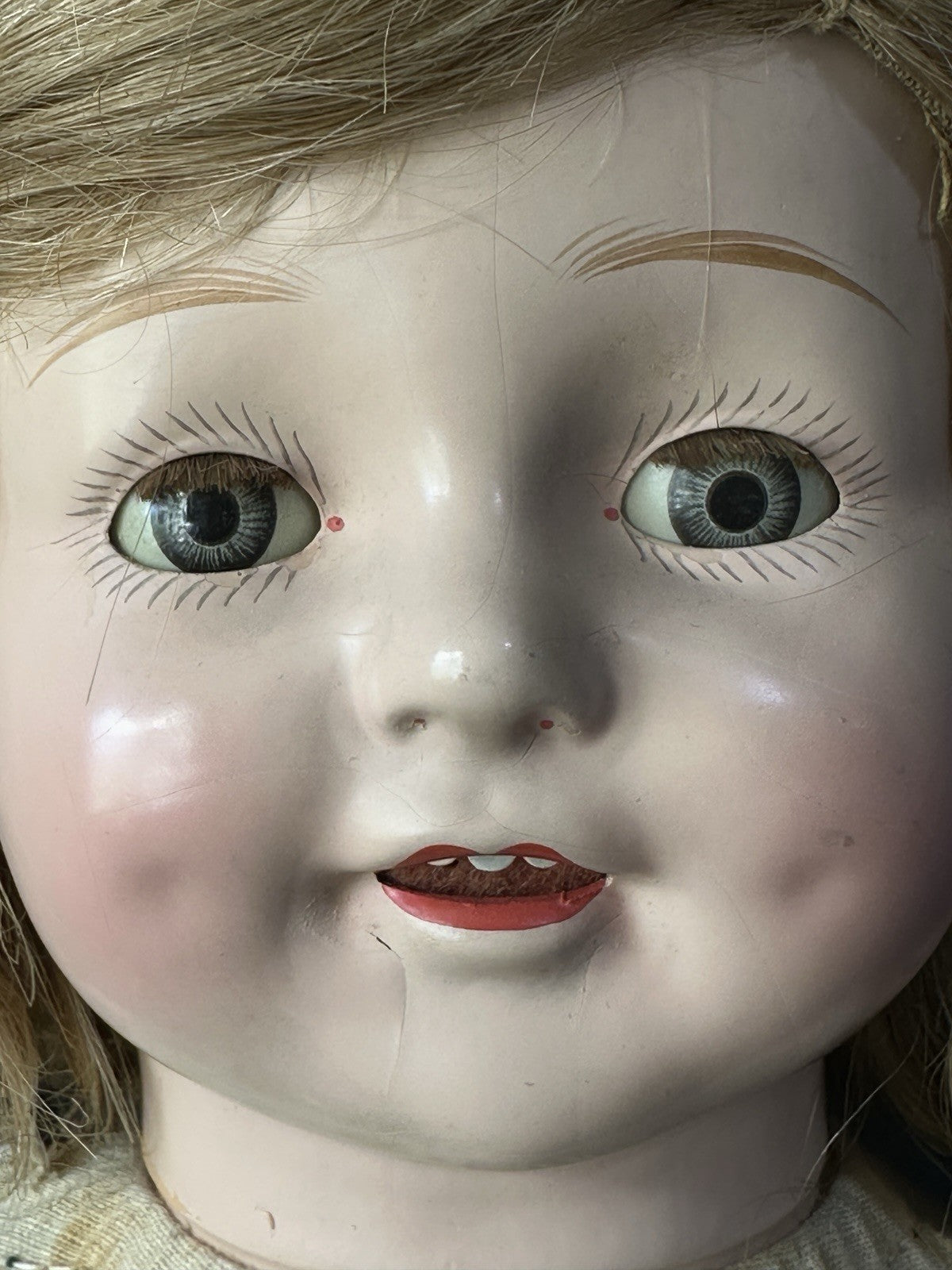 Vintage American E.I.H Horsman Composition 19” Mama Doll All Original Outfit
