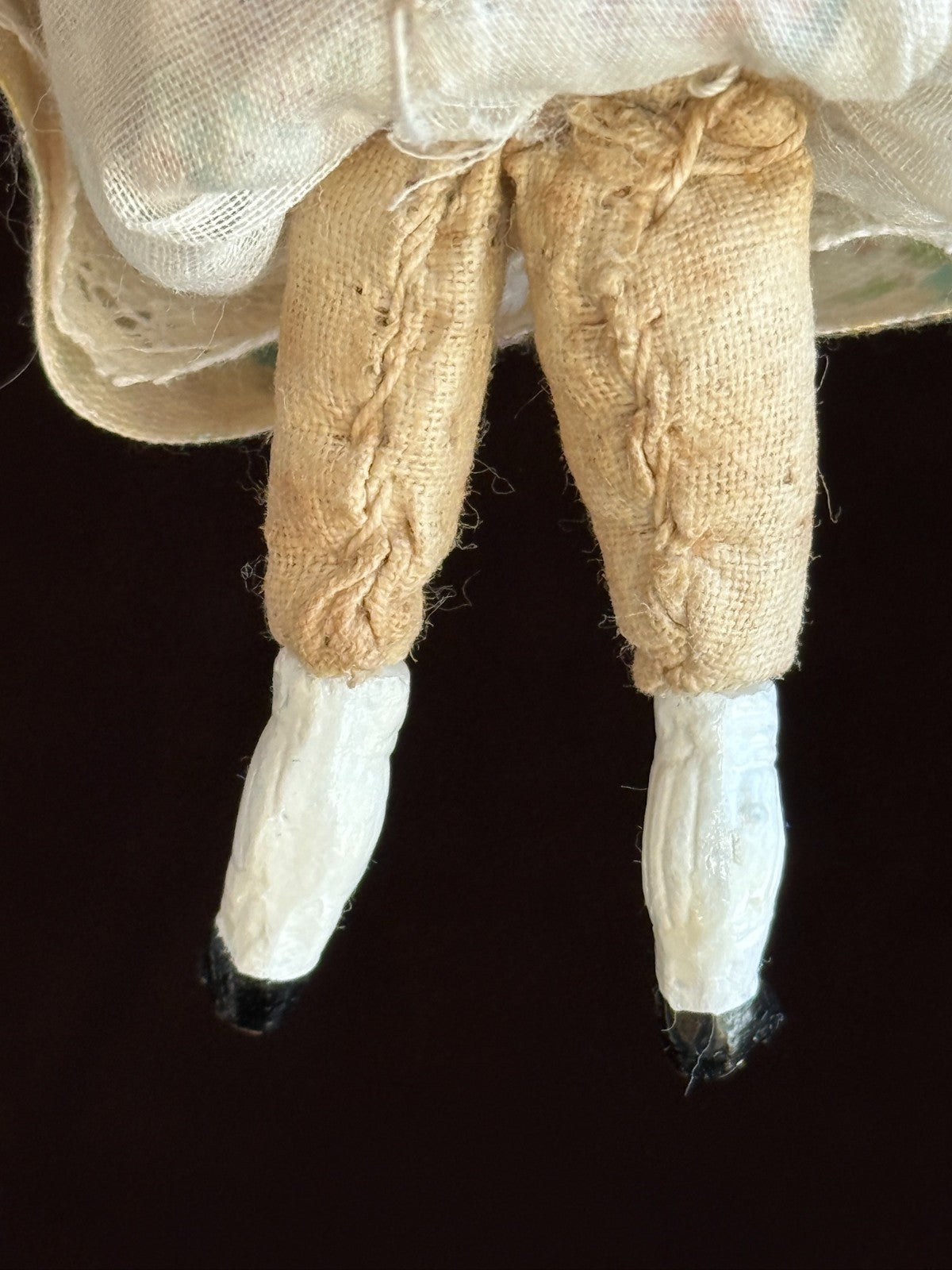 Antique German 3.75"-4.5” Bisque Cloth Miniature Dollhouse China Doll