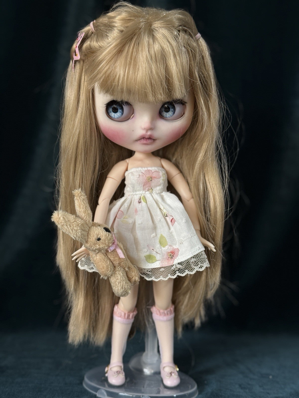 OOAK Custom Blythe 11” Artist BJD Doll With Her Bunny Toy