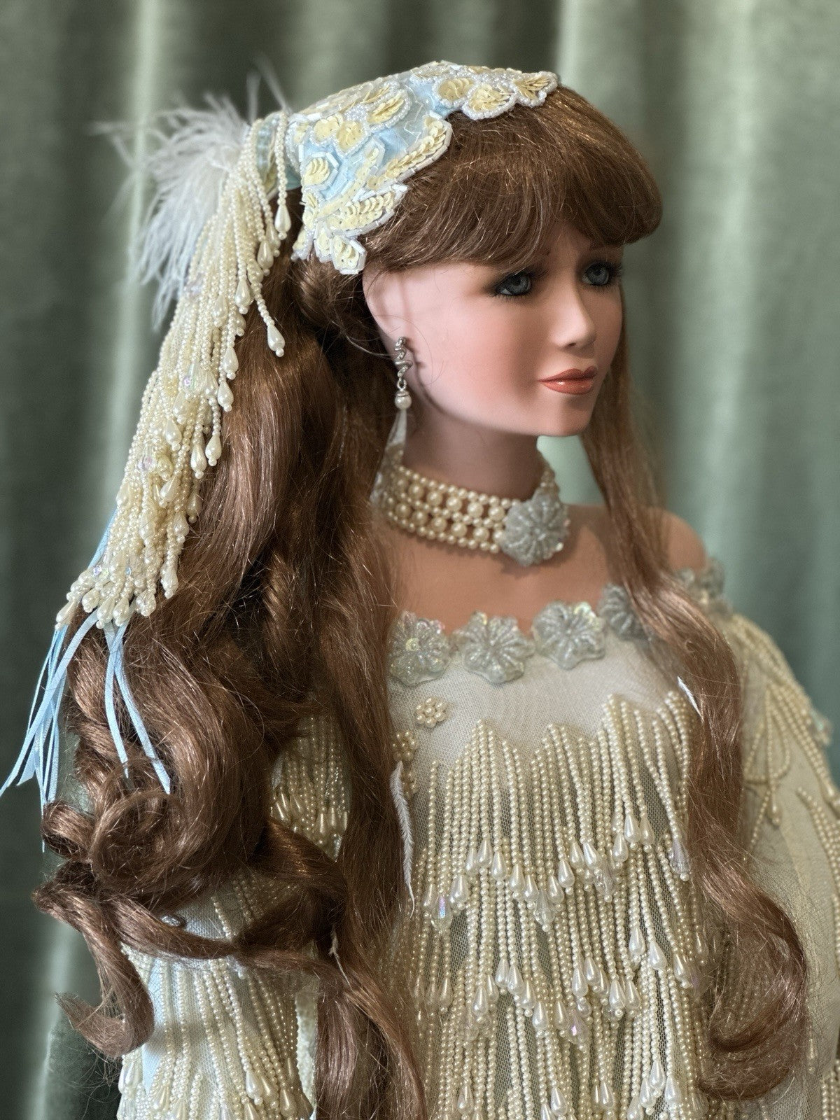 Collectible 36” Porcelain Doll “Tranquility” by Rustie LE 300 Tag/ COA/Stand