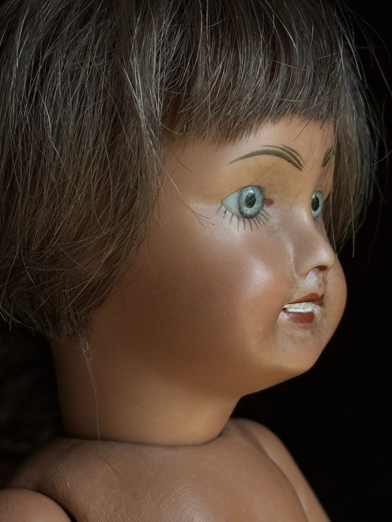 Rare Dark Complexion 12" Porcelain Composition Repro of Bleuette Unis 301 Doll