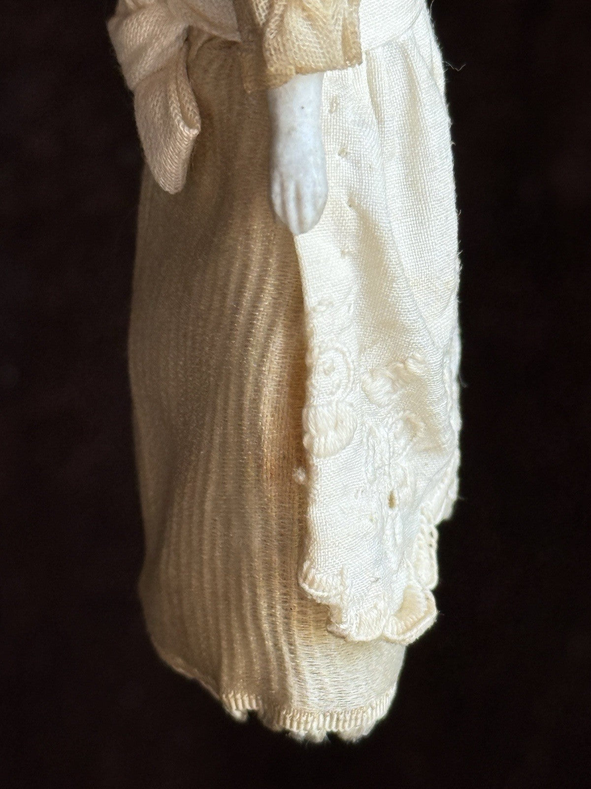 Antique German 3.5” Bisque Cloth Miniature Dollhouse Flat Top Parian Girl Doll