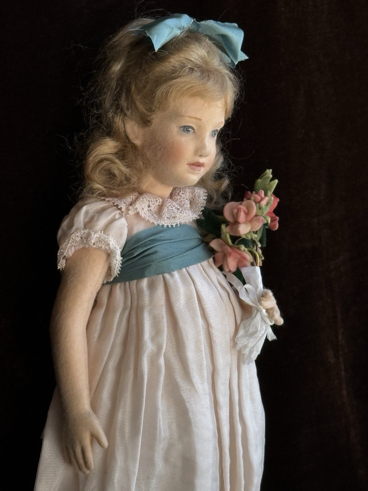 Collectible 12” John Wright UFDC Abigail Felt Girl Doll with Certificate