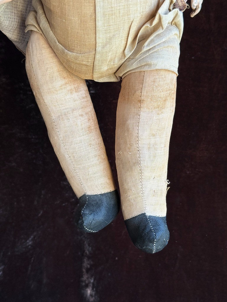Early Antique American 18" Composition Head Straw Filled Doll