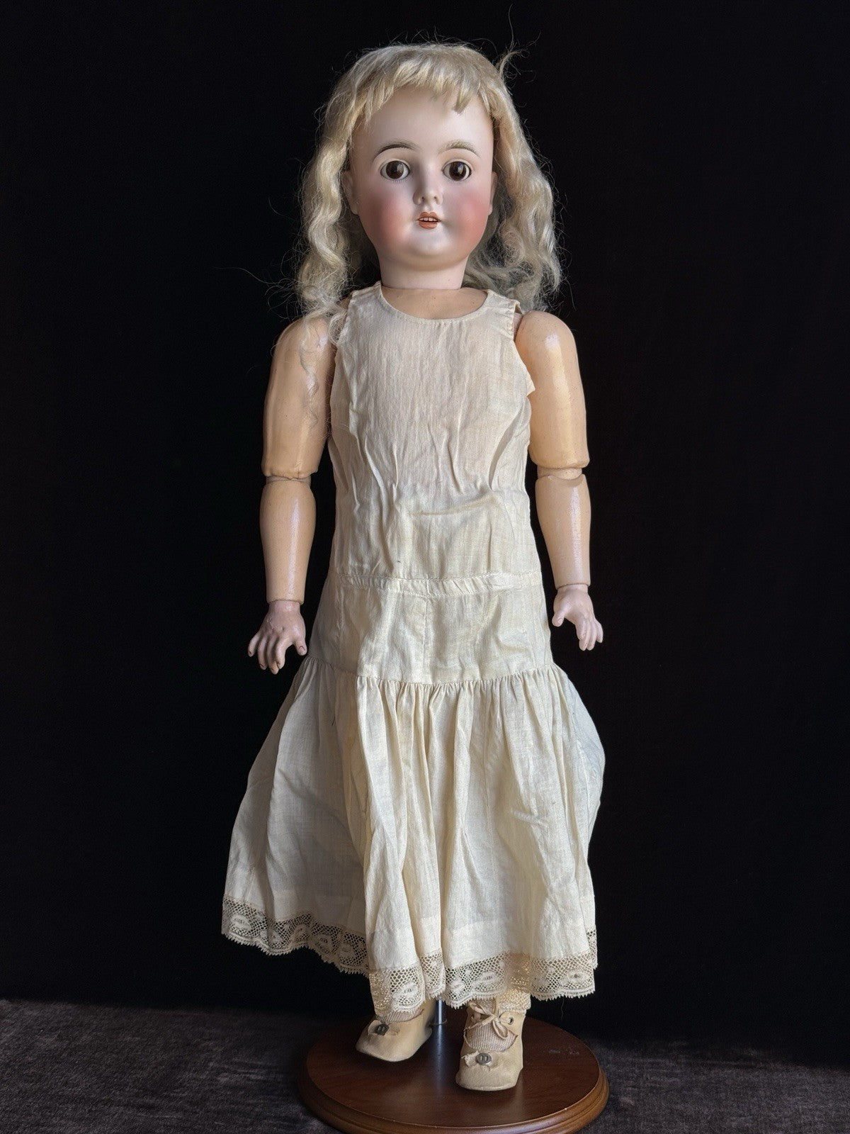 Antique German 25” Queen Louise Bisque Head Composition Body Doll