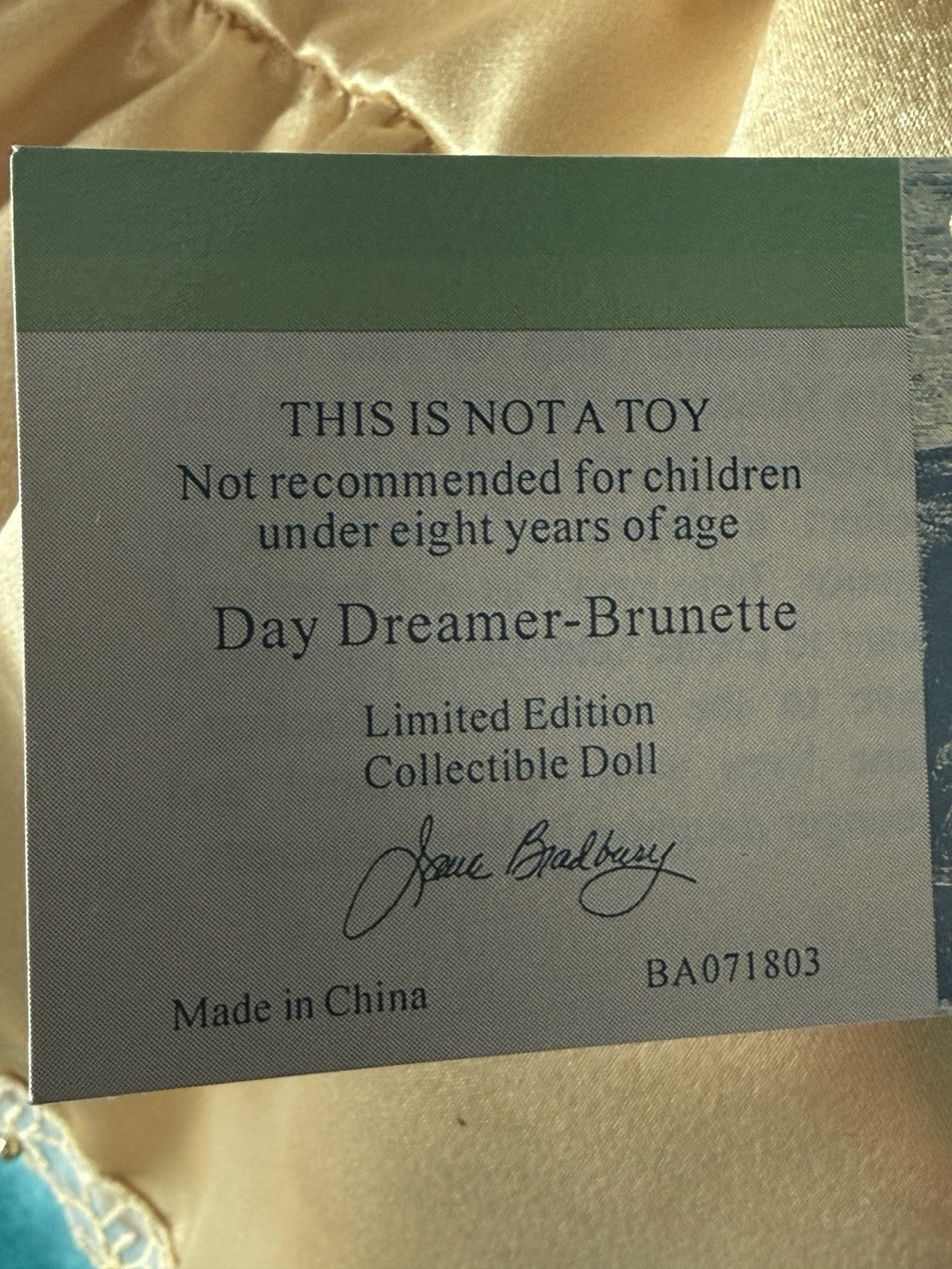 Artist Collectible Resin “Day Dreamer” Doll by Jane Bradbury LE 127/200