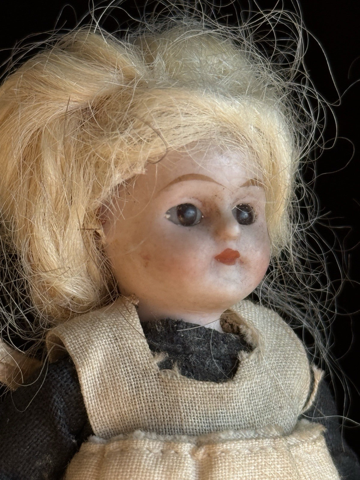 Antique German 3.825” Hertwig Miniature All Bisque Dollhouse Doll