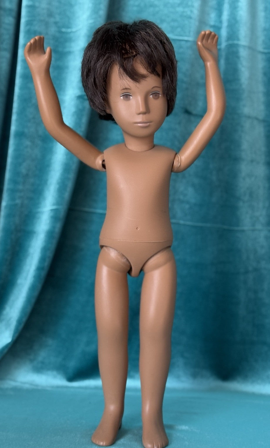 Collectible England Vinyl Brunette Boy Doll; Redressed