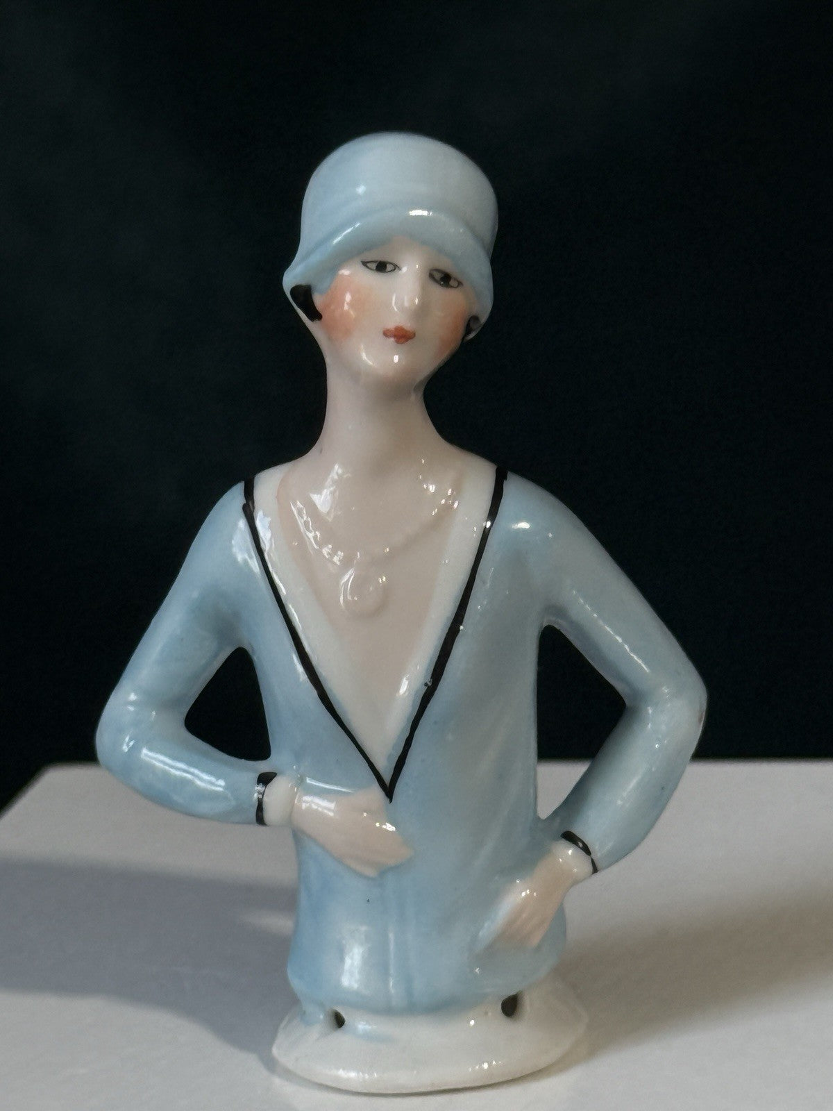 Lot Of 4 German Art Deco Flapper Pin Cushion 4” Half Dolls Arms Attached