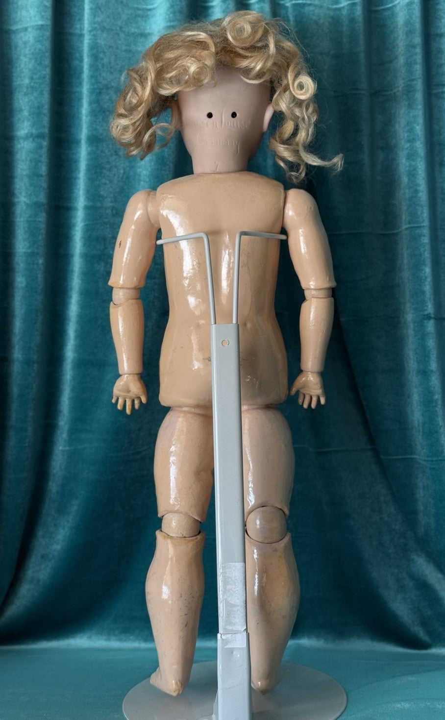 Antique German 23” Queen Louise Doll Bisque Head Composition Body