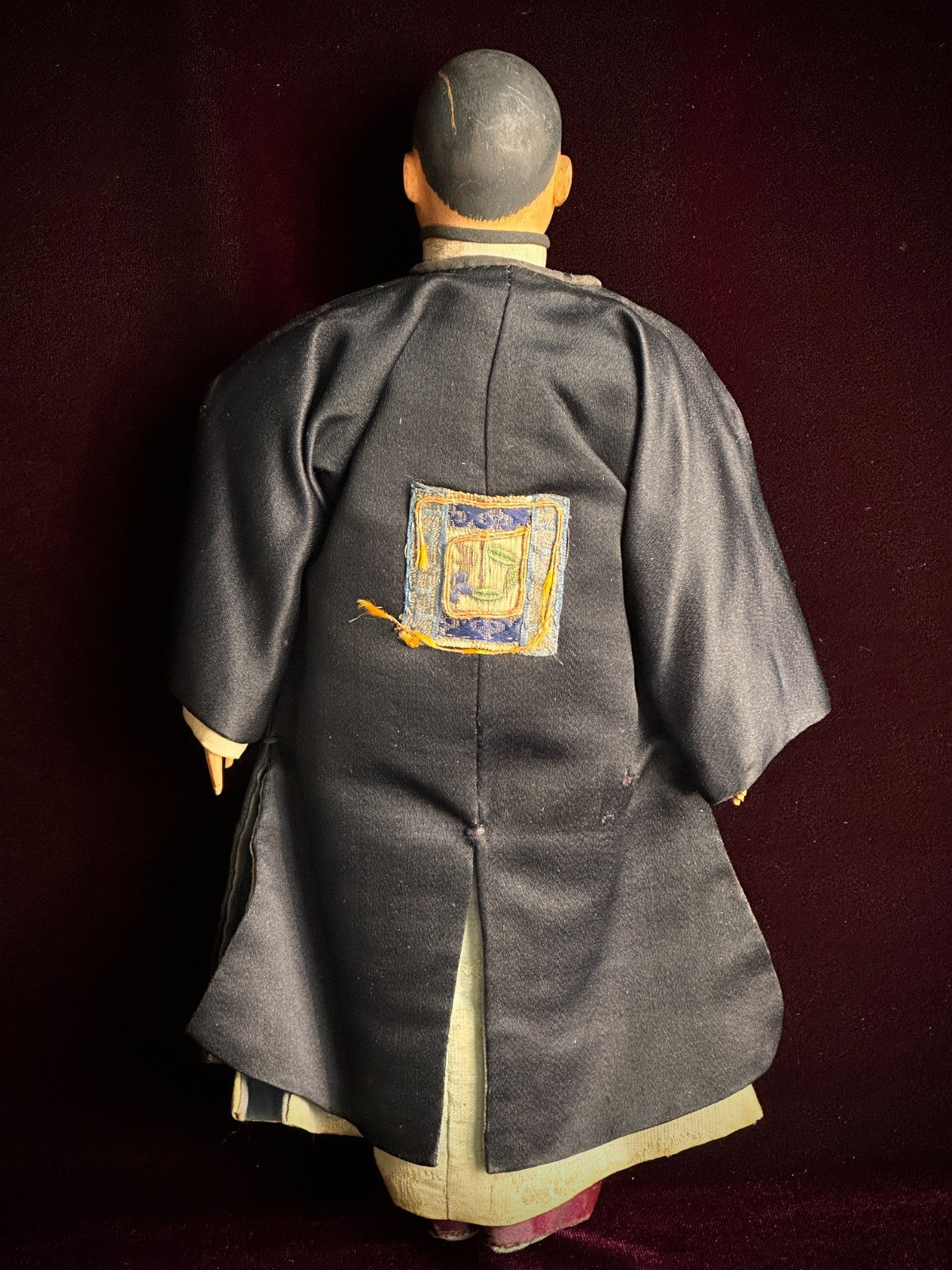 Pair of Antique Door of Hope Mission Carved Wood Cloth Bride and Groom Dolls