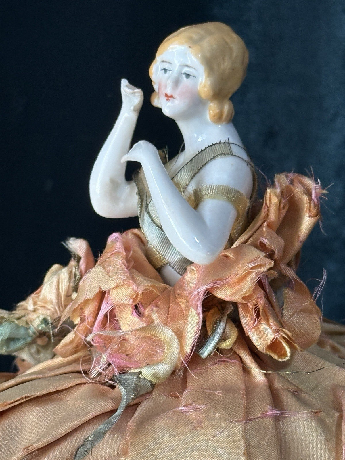 Antique German Pin Cushion Half Doll Arms Away