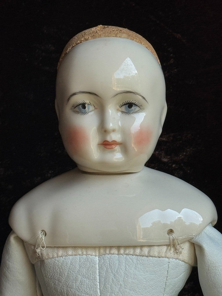 Vintage 18” Reproduction of Antique French Rohmer Glazed Porcelain Fashion Doll