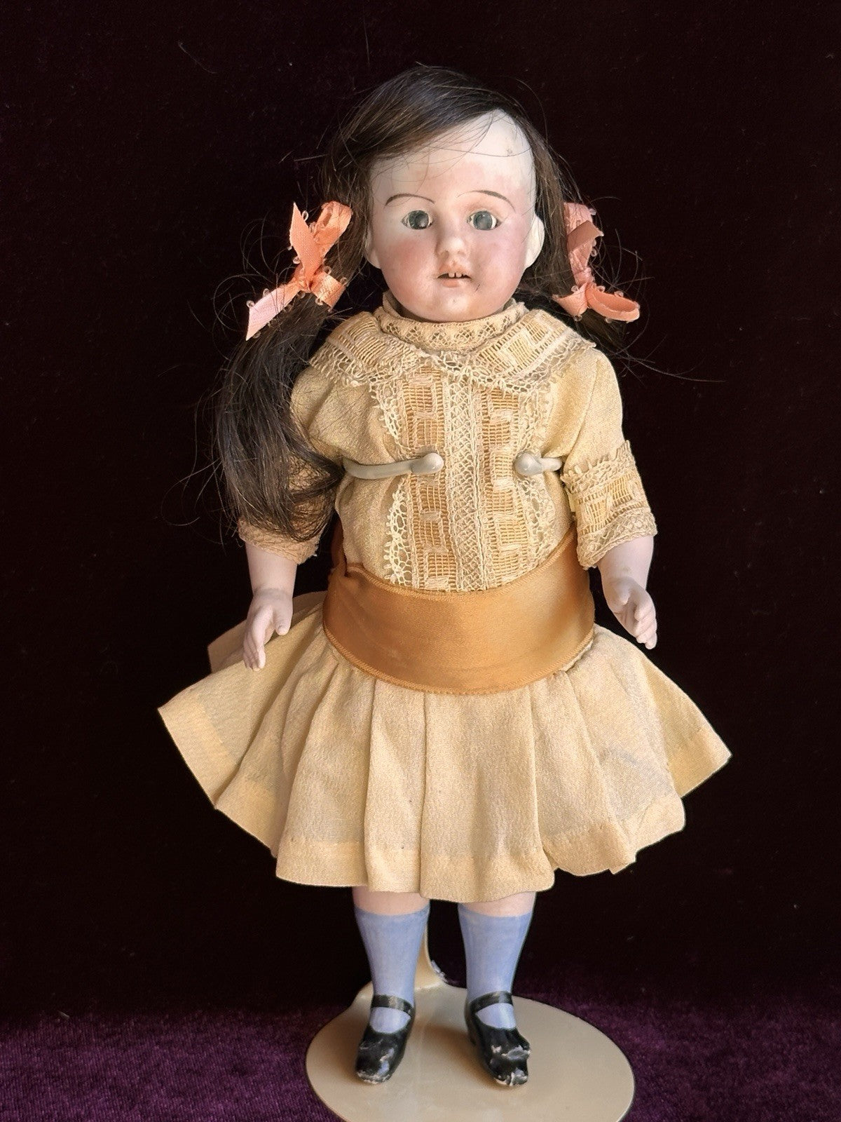 Large 8.5” Antique German Simon Halbig (?) All Bisque Mignonette Doll Knoch Head
