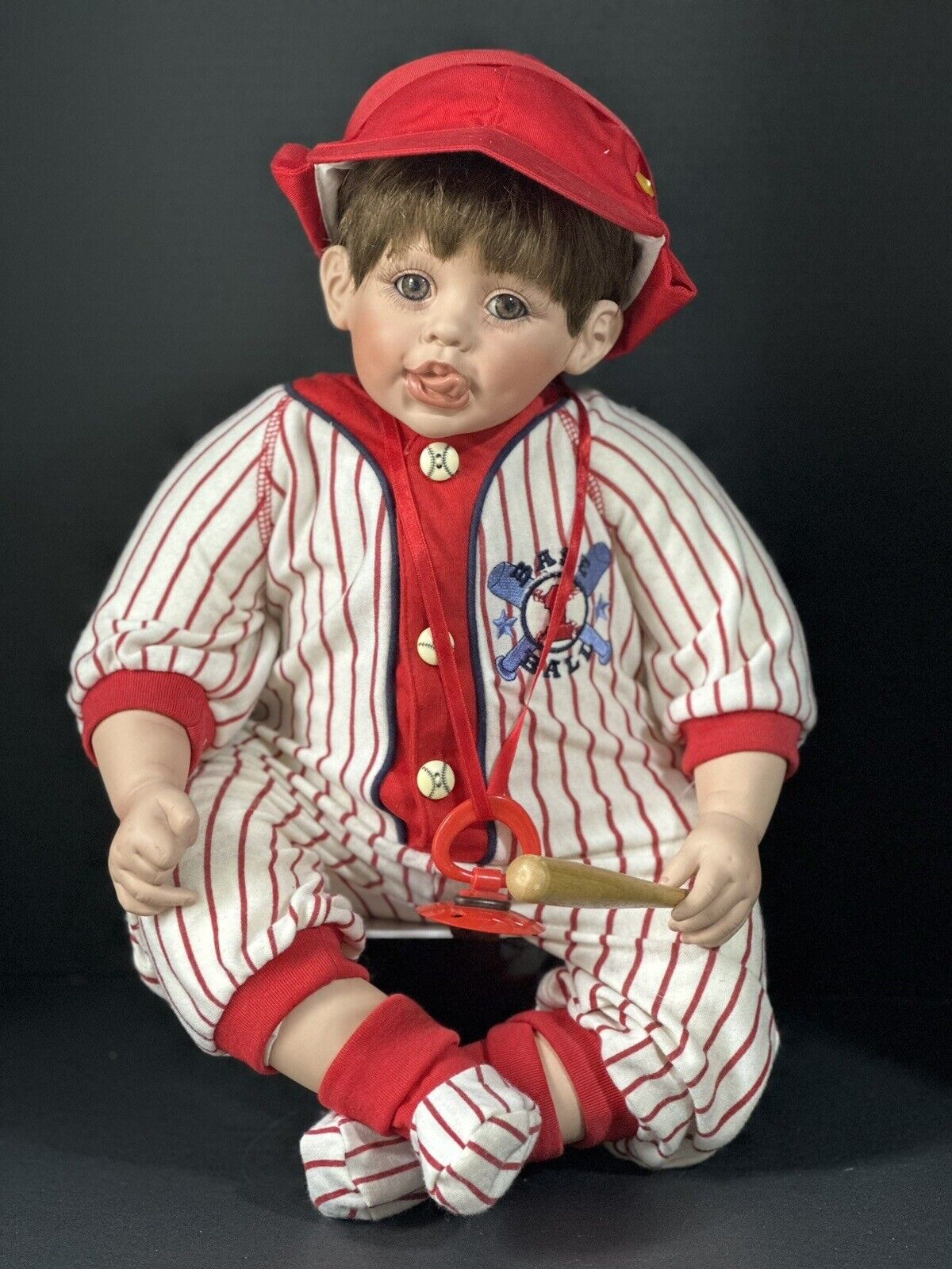 Collectible Porcelain 22” Doll “Bubba Bo Slugger” by Fayzah Spanos LE 1000