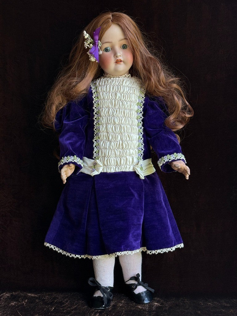 Antique German 27” Hertel Schwab 136 Bisque Head Doll
