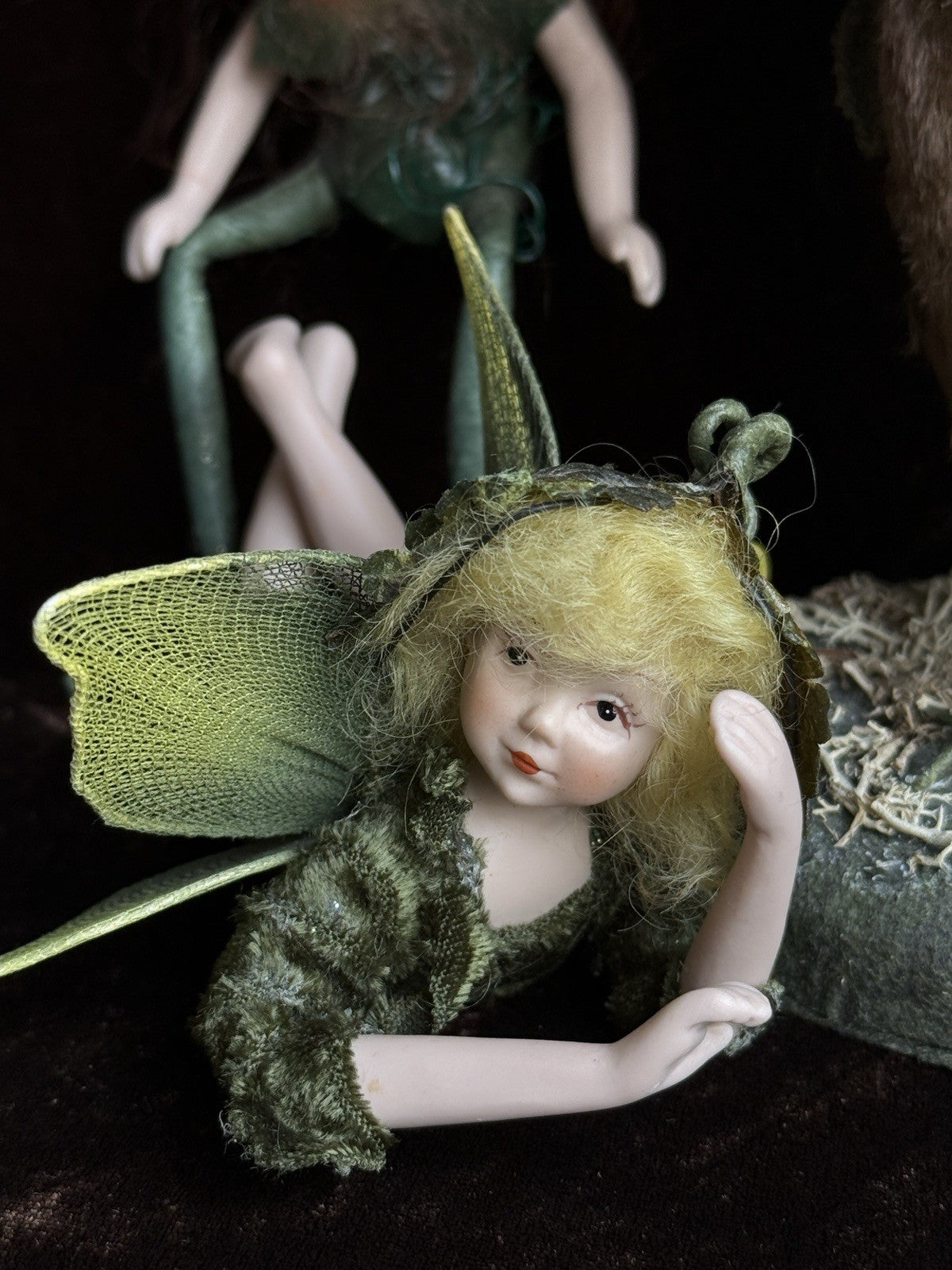 Lot of 4 Vintage Hinch Originals Porcelain Mixed Media Fairy Pixie Dolls