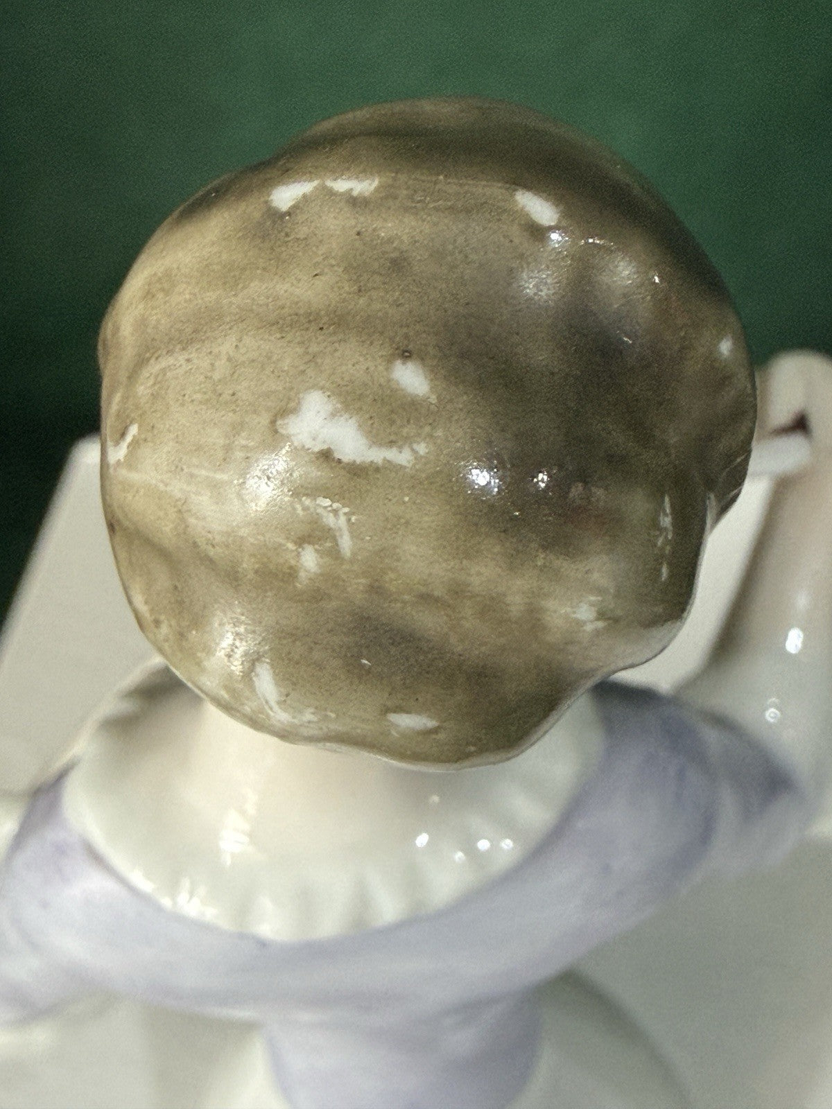Antique German Porcelain Volkstedt Rudolstadt 3 3/4” Half Doll Pin Cushion