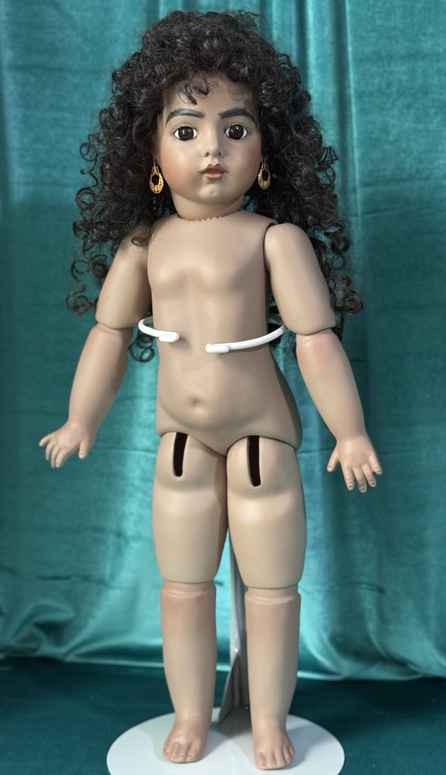 Vintage All Porcelain Reproduction of Antique French Bru Jne 23” Doll
