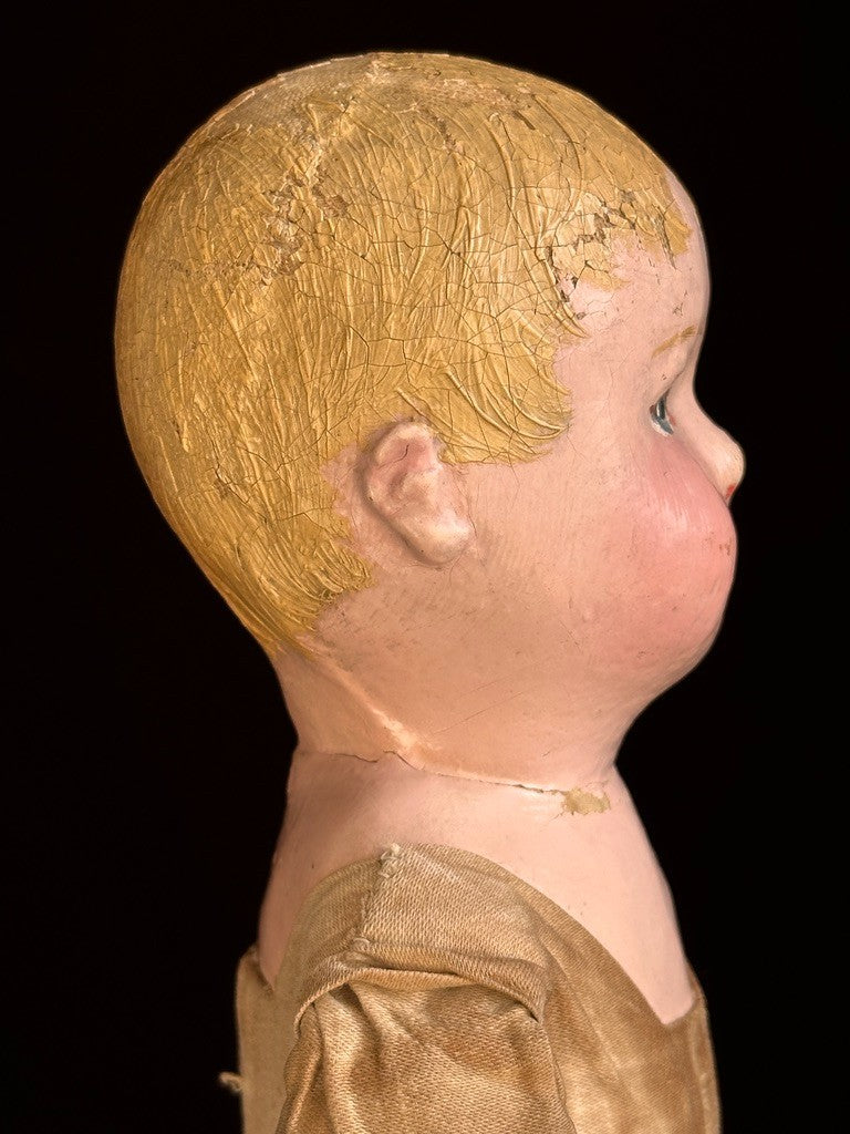 Tiny Antique American Martha Chase 12" Oil Painted Cloth Baby Doll