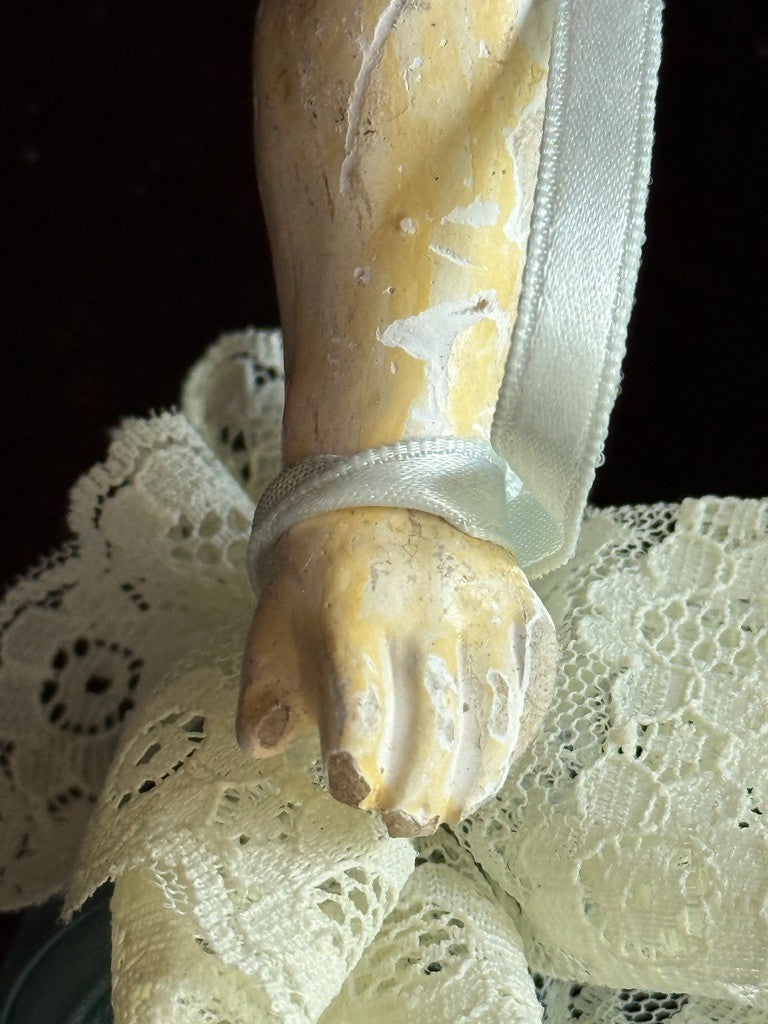 Antique German 16” Wax over Papier Mache Shoulder Head Cloth Body Fashion Doll
