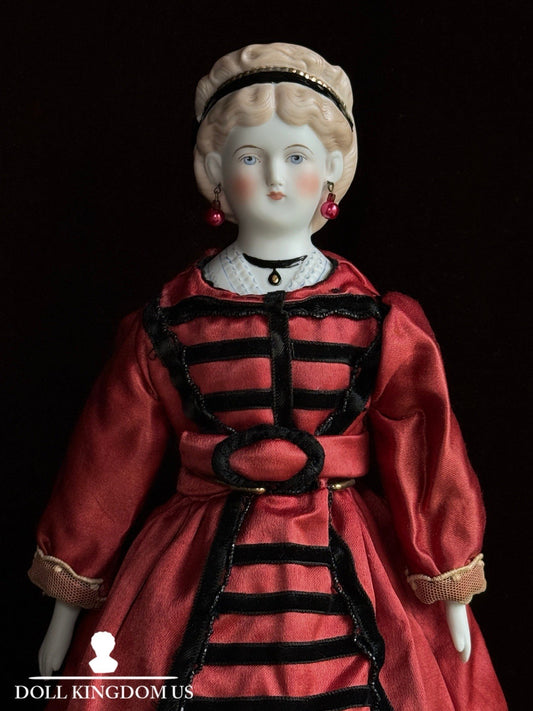 Vintage ‘47 Porcelain 15.5” Emma Clear Parian China Fashion Doll Pierced Ears