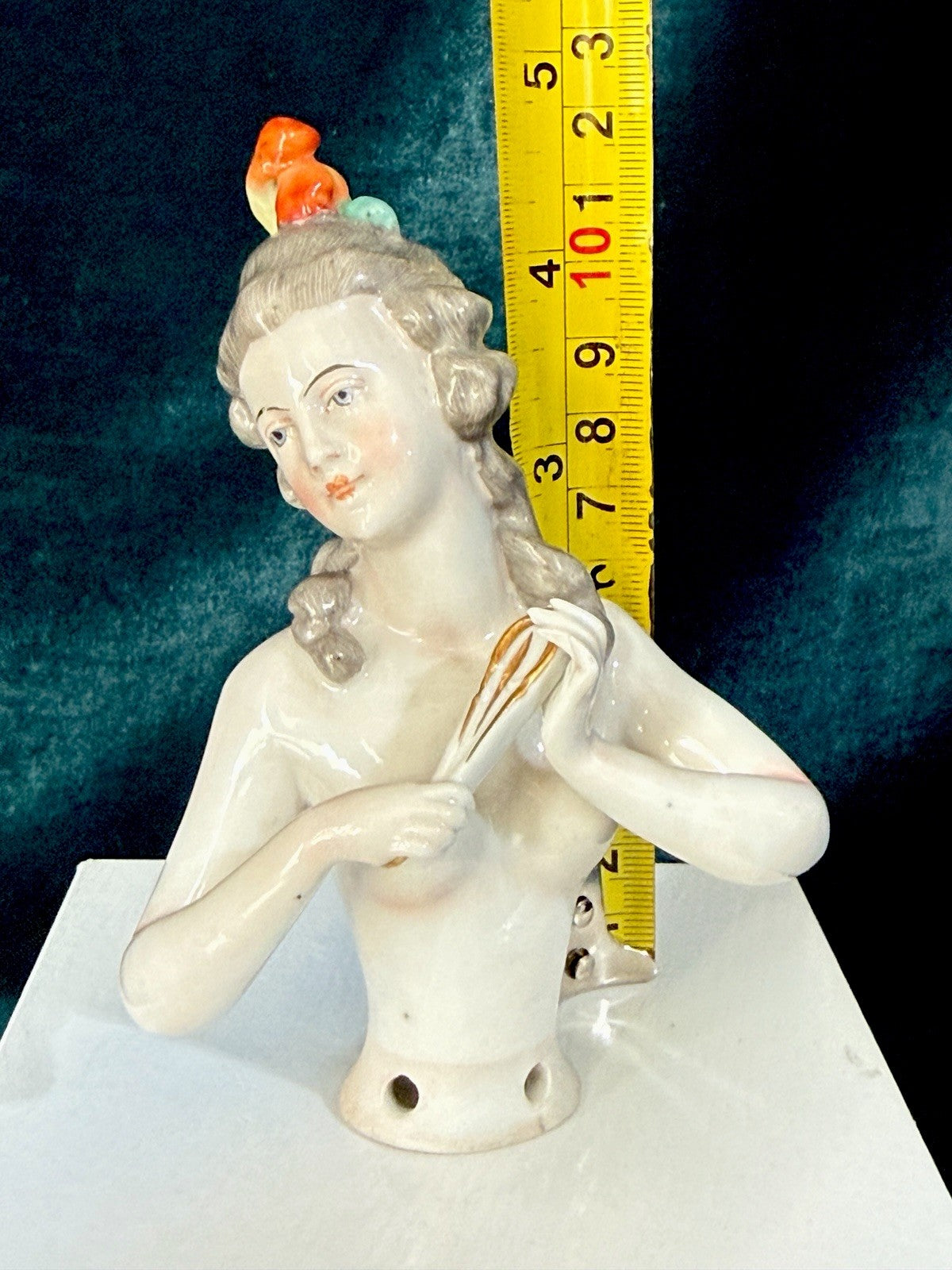 German Porcelain 5” Half Doll Marie Antoinette Style by Dressel and Kister