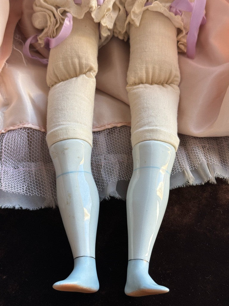 Antique German 22" Bawo & Dotter Brunette China Head Doll
